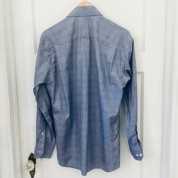 Robert Talbott Men Button Up Plaid Shirt Blue Size 15.5/33, Made In California - Picture 8 of 8